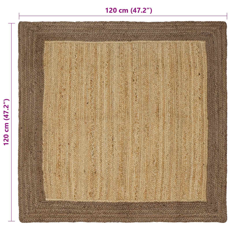 Rectangle Hand Braided Area Rug, Natural/Grey, Square 120cm