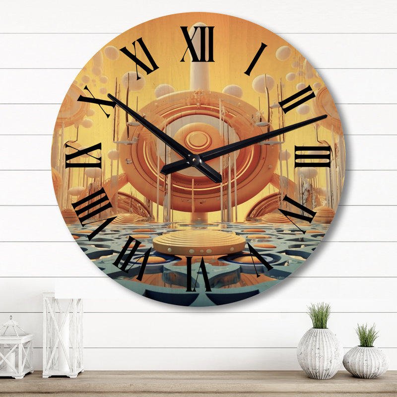 Horloge murale en bois massif Plumerville, Grand