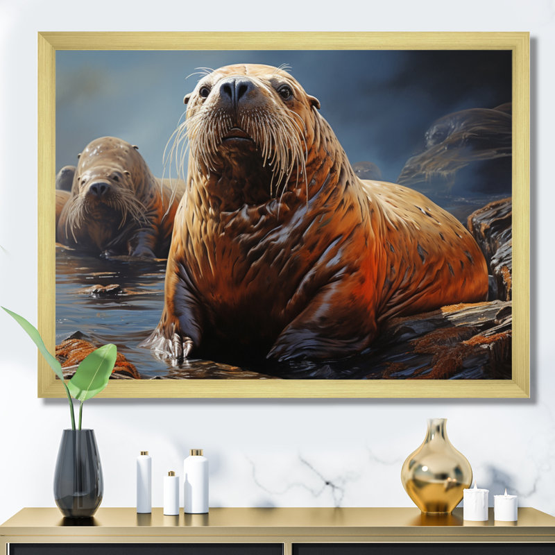 Morse du garde côtier III sur toile, Cadre doré à une seule photo, H 30 po x l 40 po x P 1,5 po