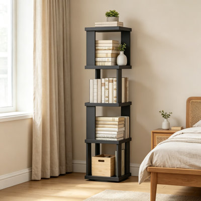 Étagère pivotante à plusieurs niveaux, bibliothèque d'angle étroite, organisateur de livres vertical gain de place pour salon, chambre à coucher, bureau et espace de travail