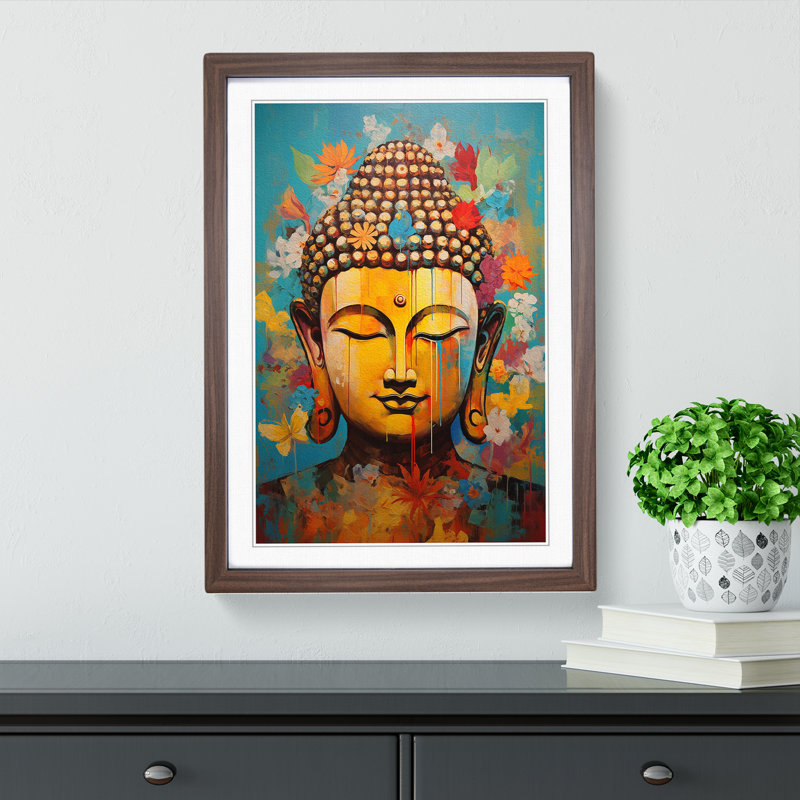 Buddha Expressionism Art - Framed Print, Walnut, 46cm H x 34cm W x 2cm D