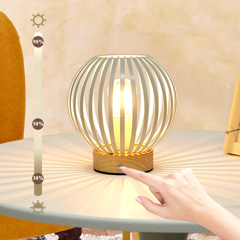 Wrought Studio Round Dimmable Touch Bedside Table Lamp