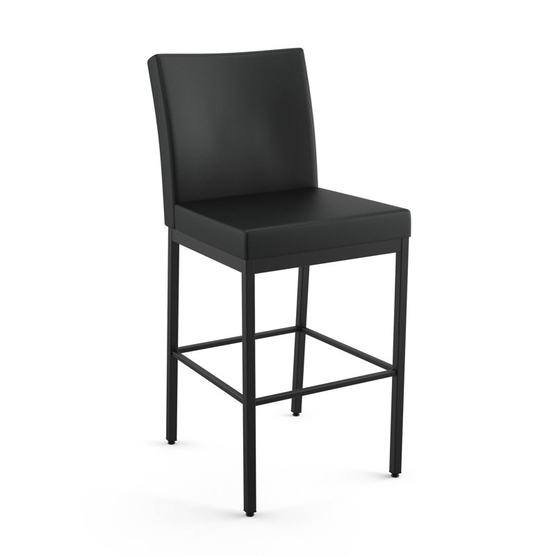 Fellman Upholstered Counter & Bar Stool with Metal Base, Counter Stool (26" Seat Height), Charcoal Black, Black