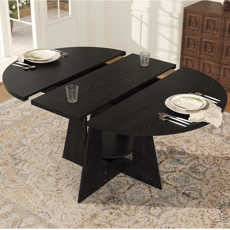 Table de salle à manger ovale, table de cuisine de style campagnard de 150 cm pour 4 à 8 personnes, Noir allongé