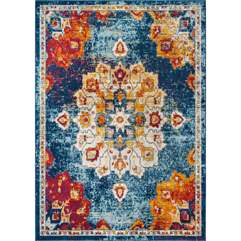 Traditional Troayurgh Area Rug Blue Mix  Color, Rectangle 10' x 14'