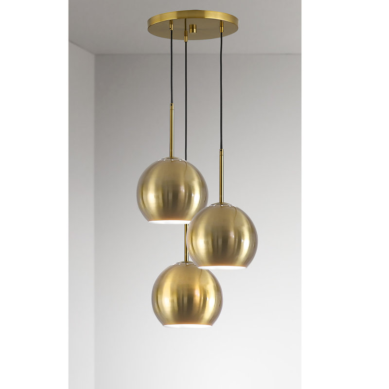 Luminaire suspendu en verre Shynar Globe, Laiton brossé, Laiton brossé