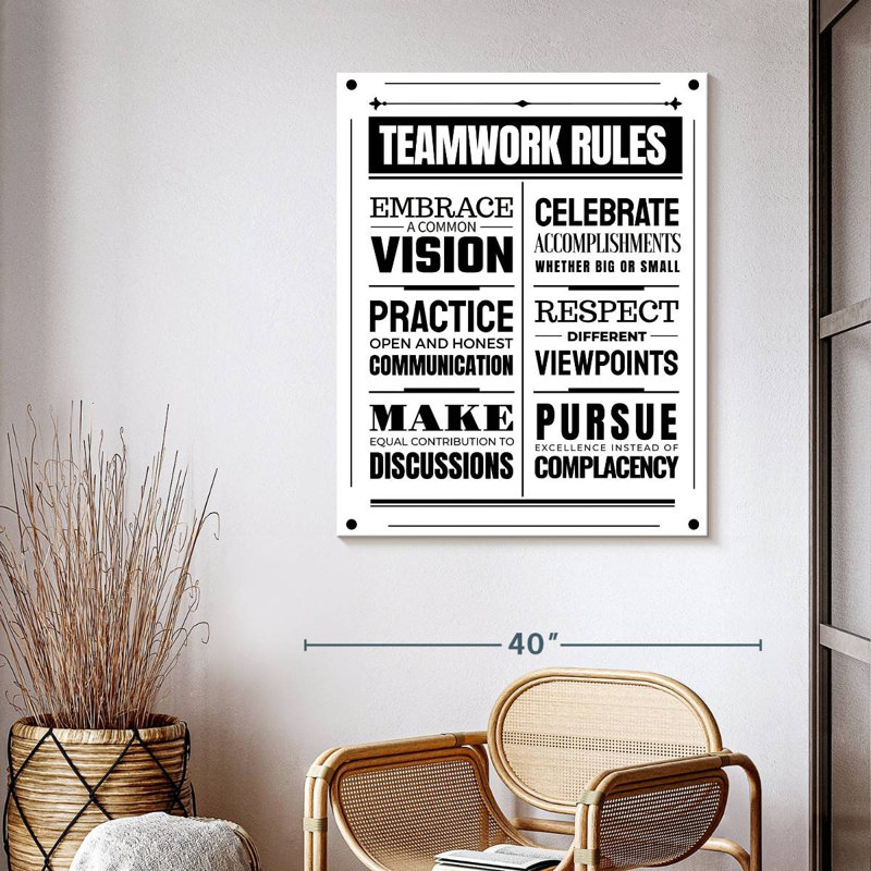 " Teamwork Rules " by HomeyNotes Studio, 40" H x 32" W x 1.25" D