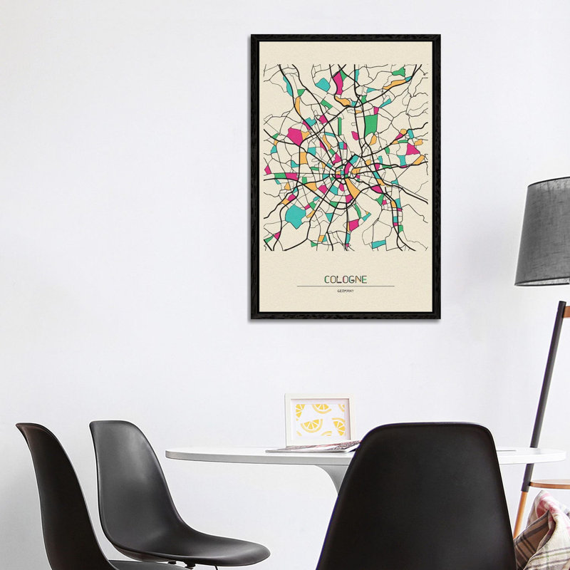 Havana, Cuba Map by Ayse Deniz Akerman - Floater Frame Gallery-Wrapped Canvas Giclée on Canvas