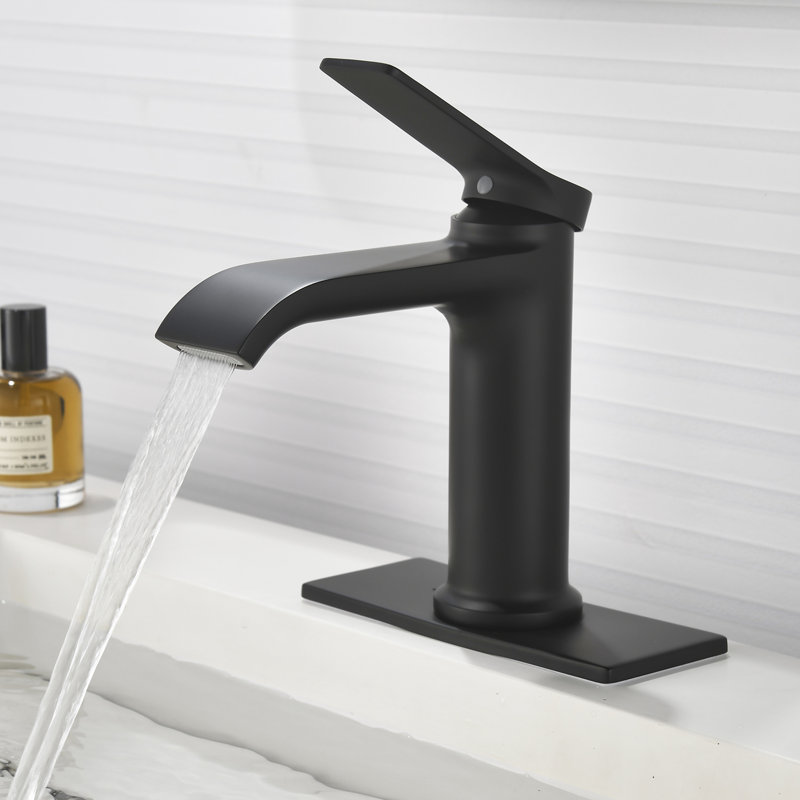 Robinet de lavabo de salle de bain monocorps à poignée simple avec drain