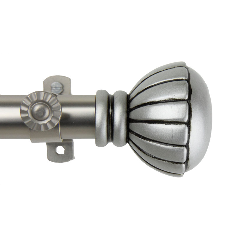 Tringle à rideaux simple à baie vitrée ajustable de 28 à 48 po Halima, Nickel satiné, 18" - 28"