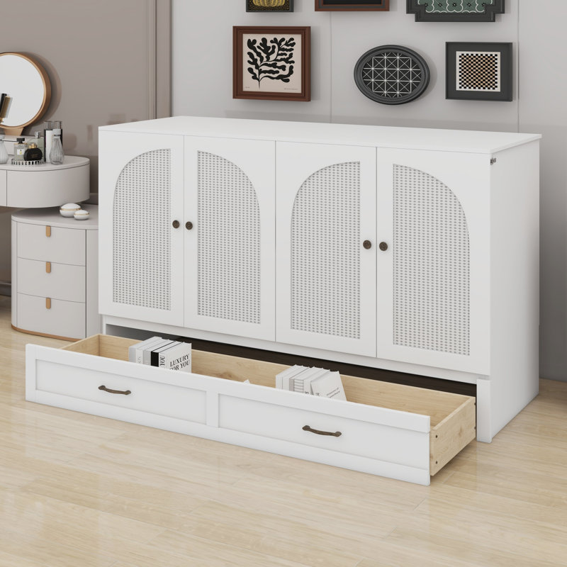 Lit escamotable avec grands tiroirs Murphy, Blanc