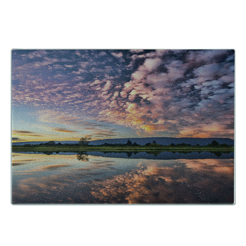 Ambesonne - planche à découper en verre trempé bleu avec reflets sur l'eau - bleu