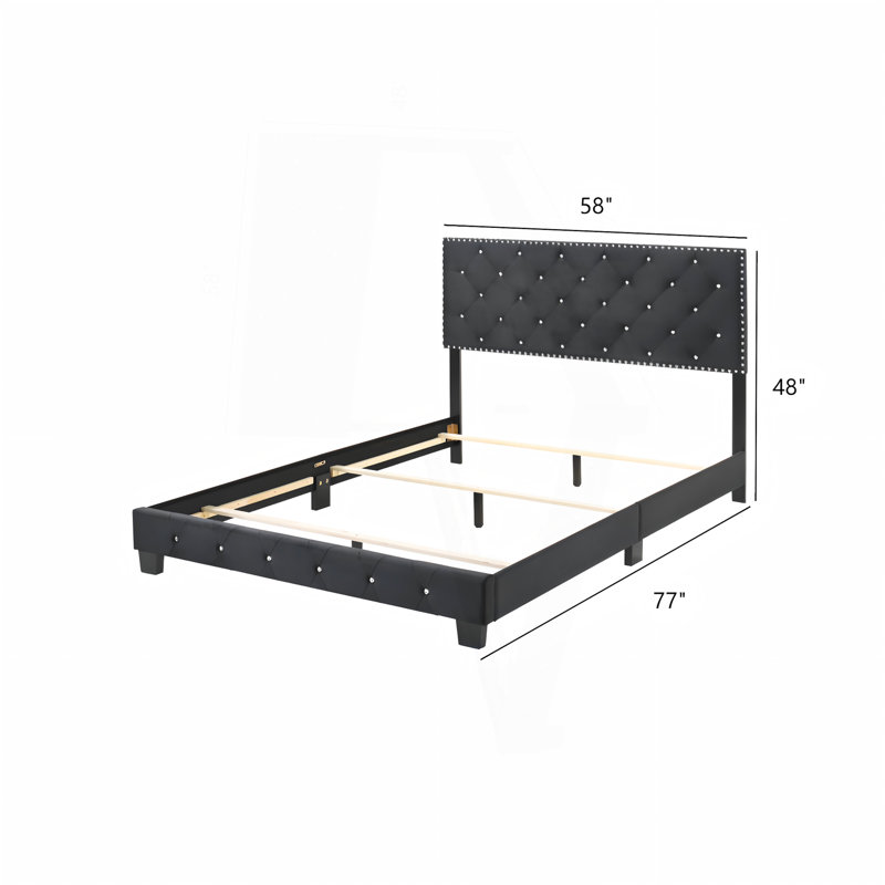 Élégant lit double noir transitionnel pour un sommeil réparateur