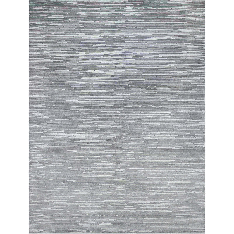 Hand Knotted Area Rug in Silver/Beige, Rectangle 8' x 10'