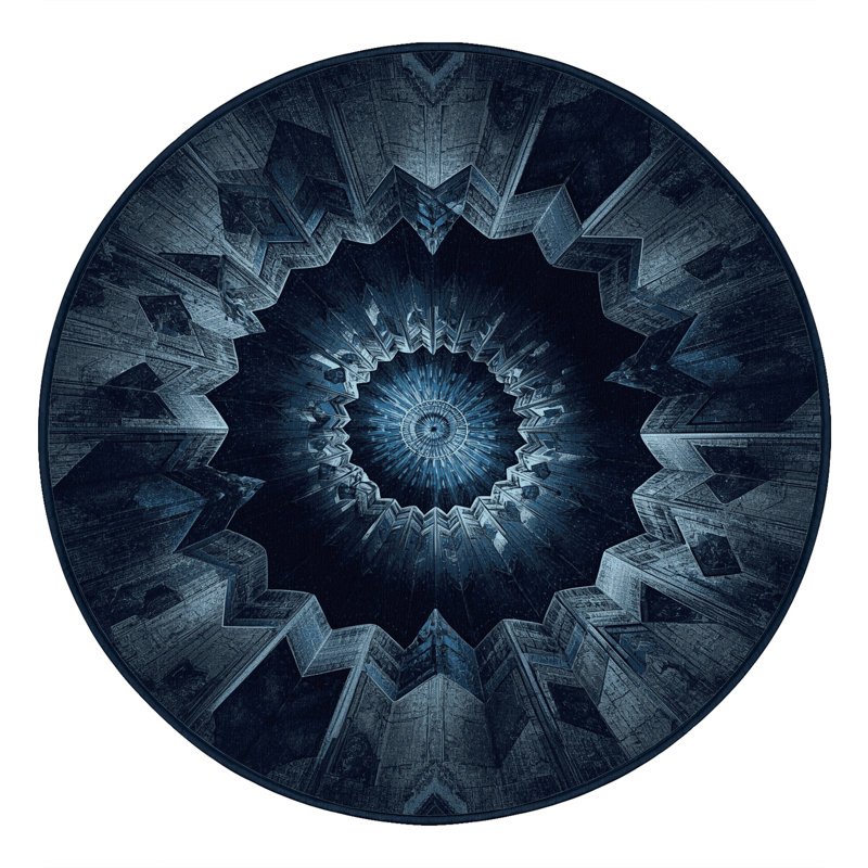 Tapis lavable à la machine Art Deco, Rond 3 pi