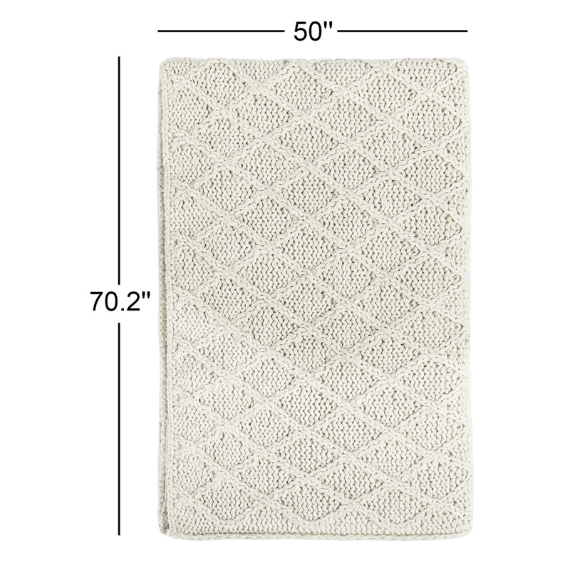 Kosas Home Porter 100% Cotton 50"X70" Throw, Ivory