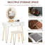 Nutt Dressing Table with Mirror and Stool with LED Lights 2 Drawers White
