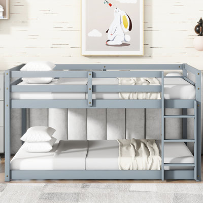 Grey Solid Rubber Wooden Twin Over Loft Bed With , Offers A Modern Bedroom Solution Bed, Grey, Crafted From Materials For Stable