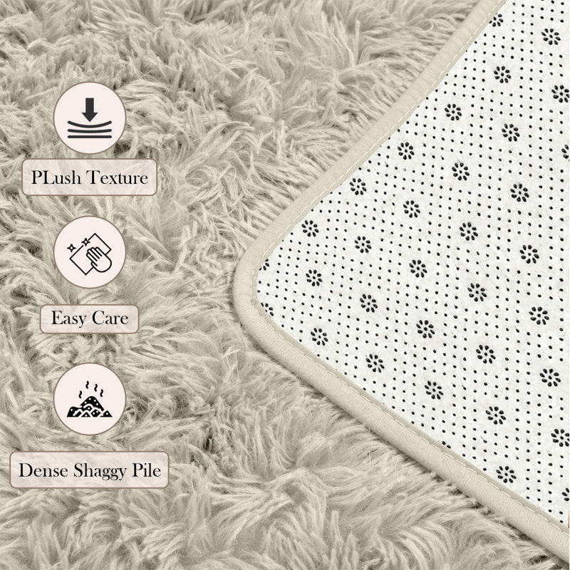 Rectangle Shag Washable, Cream, Rectangle 160 x 230 cm