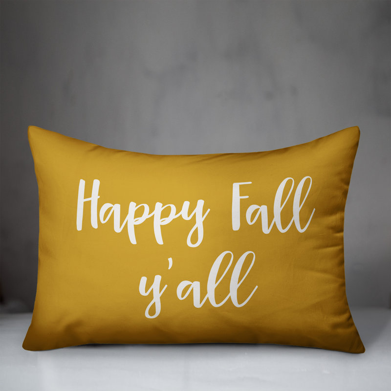  Coussin Happy Fall, Y'all, Moutarde