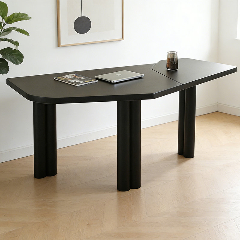 Bureau en bois massif noir Free Form, H 29,53 po x l 102,36 po x P 39,37 po, Noir