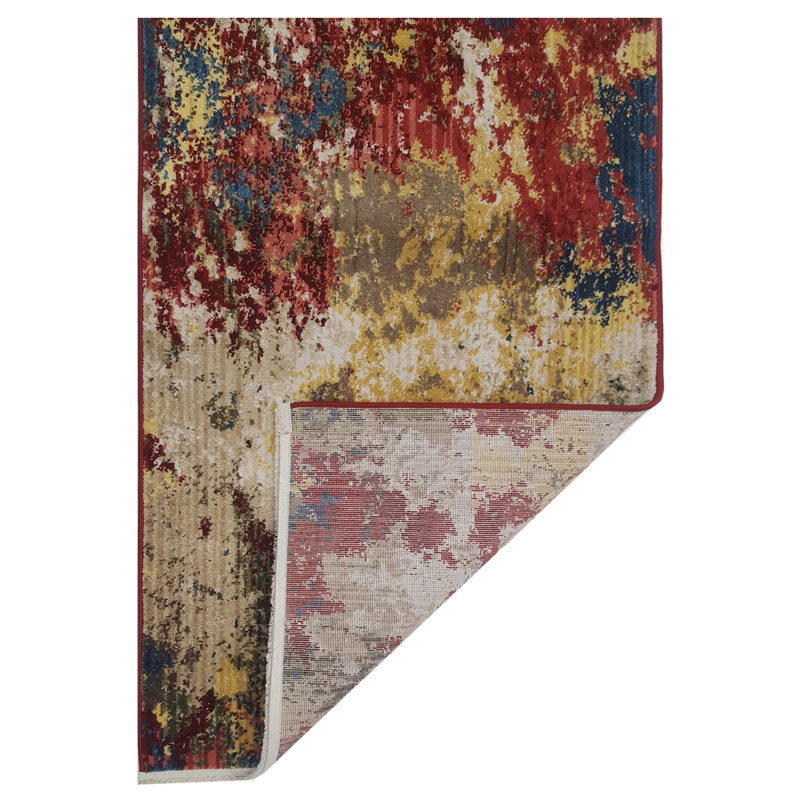 Tapis rouge Alkmene, tissé à la machine, 2x8, Turquie, Tapis de couloir 2 pi x 8 pi
