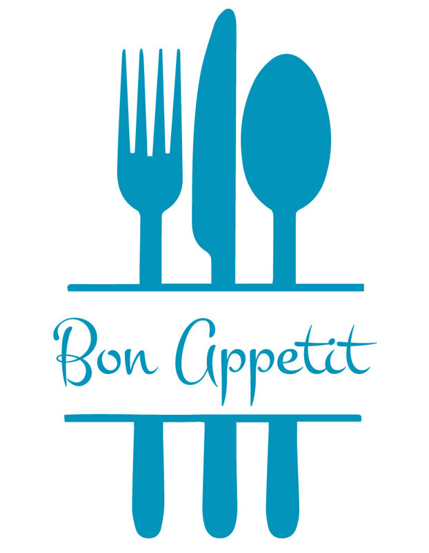 Décalcomanie murale de cuisine bon appetit, Bleu sarcelle, H 57 po x l 35 po x P 0,01 po
