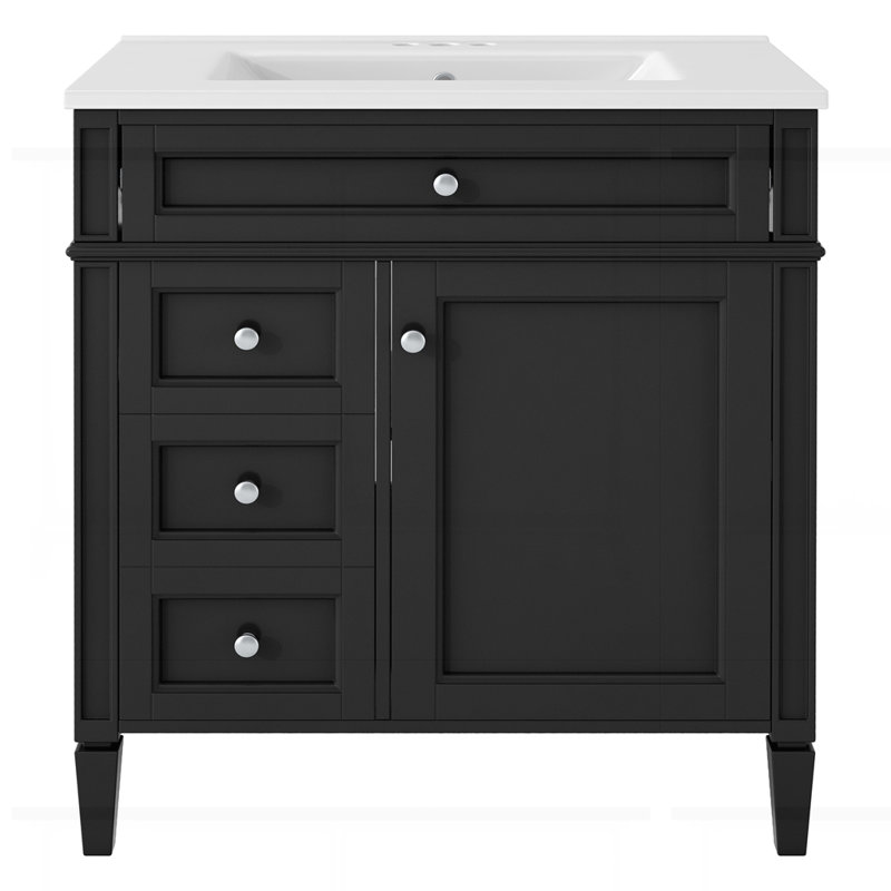 Armoire de rangement de salle de bain moderne avec lavabo supérieur et tiroir basculant