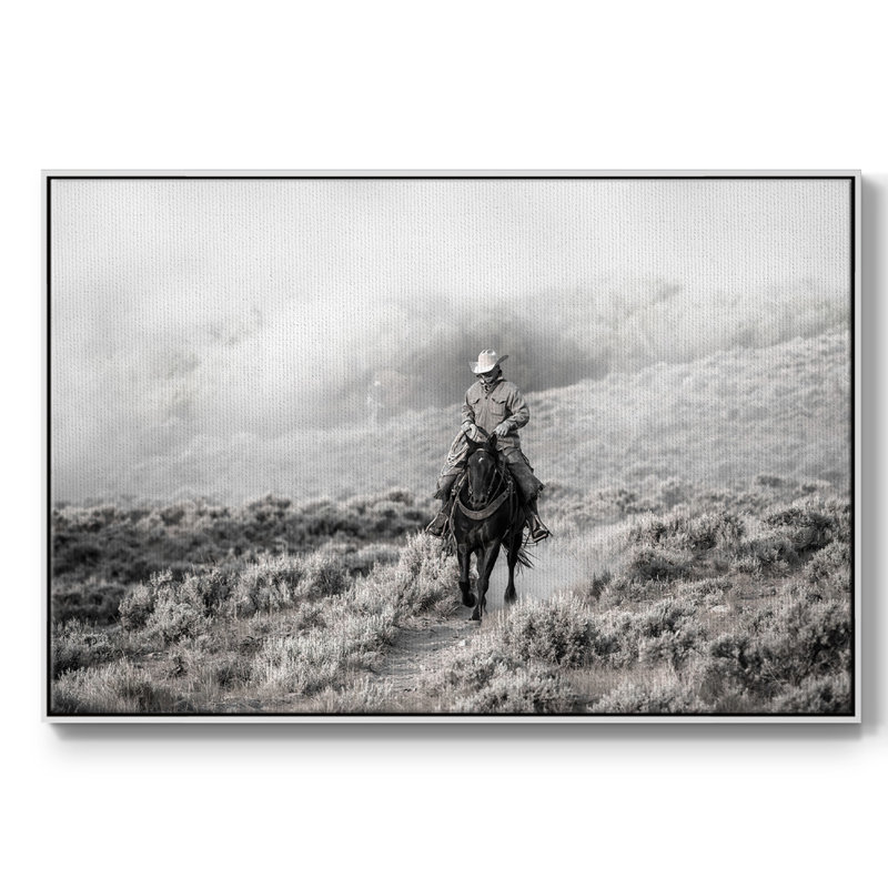 Cowboy, reproduction d'art sur toile, H 25 po x l 37 po x P 2 po, Blanc