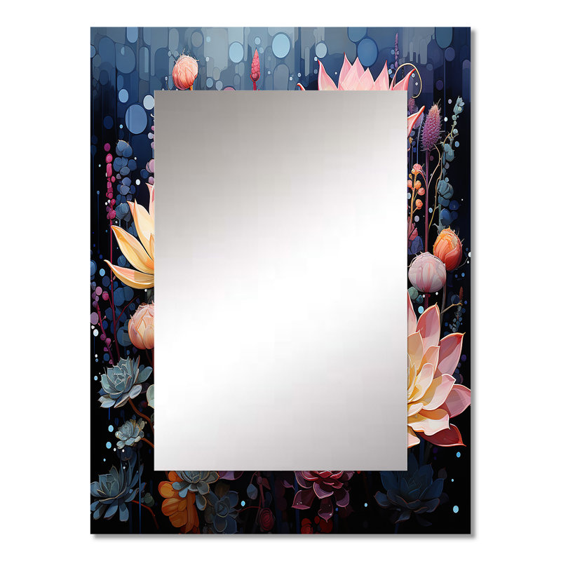 Rose succulent rose Serenade II - miroir mural succulent, miroir décoratif traditionnel, impression d'art en métal