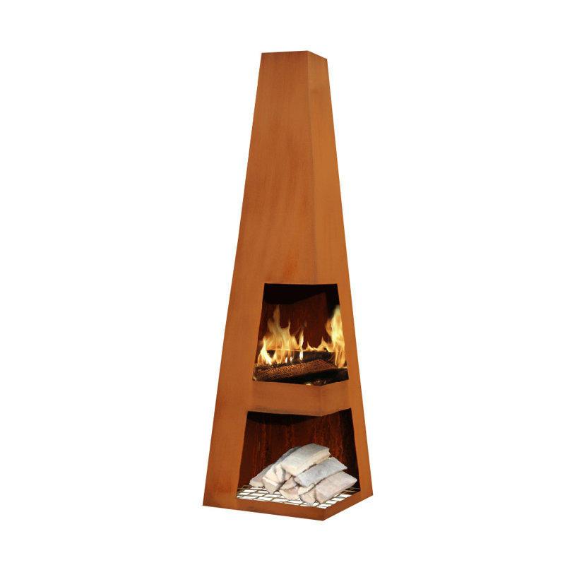 Hendry Steel Wood Burning Smokeless Chimnea, 122 cm H x 37 cm B x 37 cm T, Black