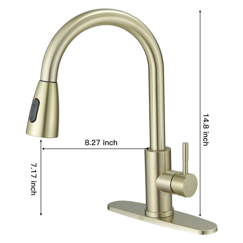VIBRANTBATH Pull Out Kitchen Faucet, Brushed Gold