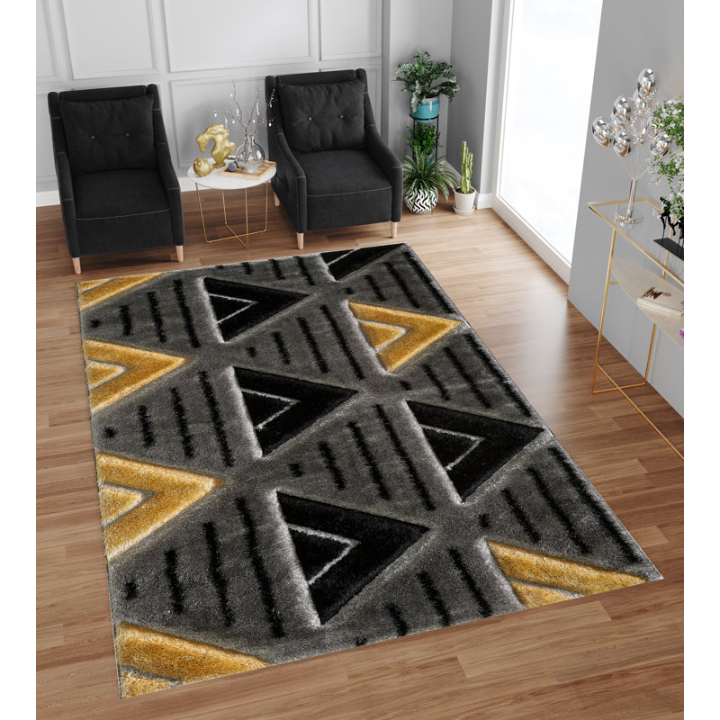 Bardugo Rectangle Abstract Shaggy Area Rug, Rectangle 200 x 290cm
