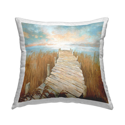 Boardwalk Beach Path Outdoor Printed Pillow by Graham Reynolds