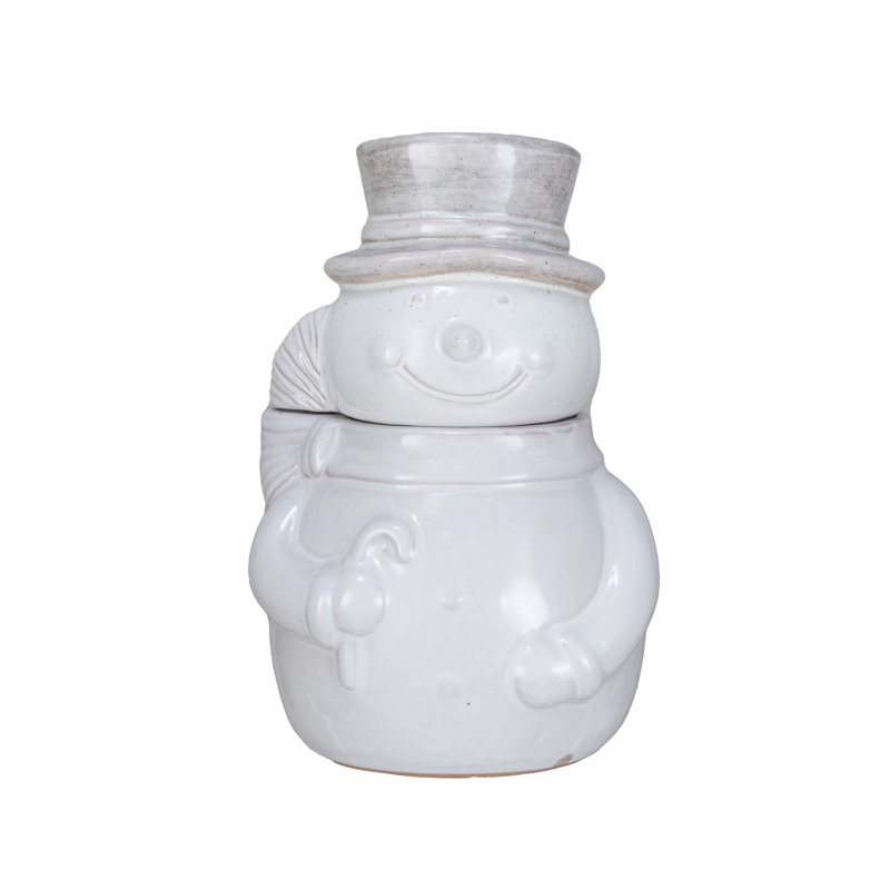 Antique Snowman Shaped Stoneware Cookie Jar