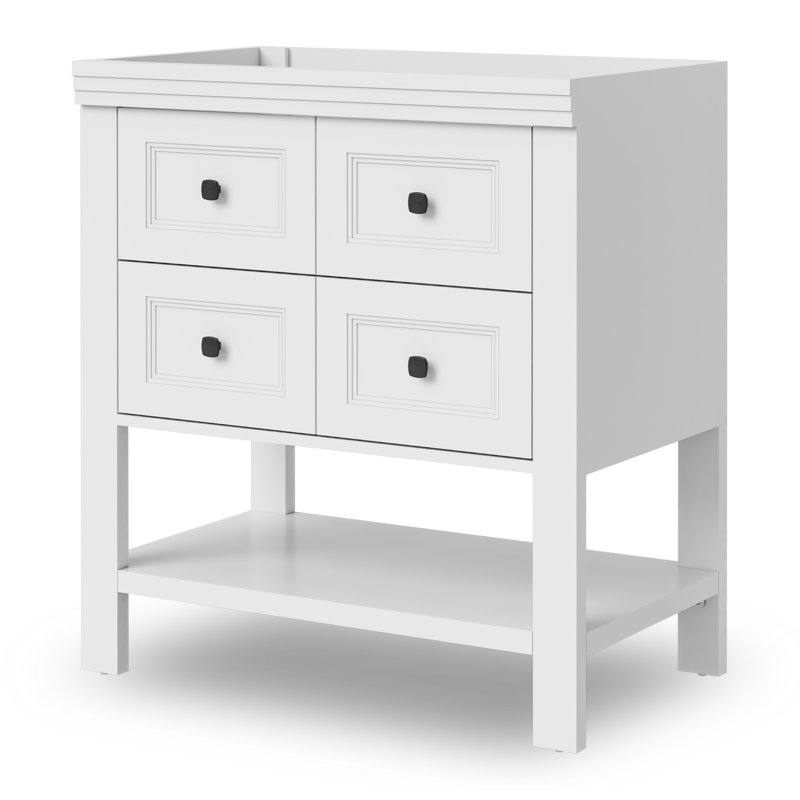 30" Single Bathroom Vanity Base Only, 2 Smooth Drawers, Sink not Included, White