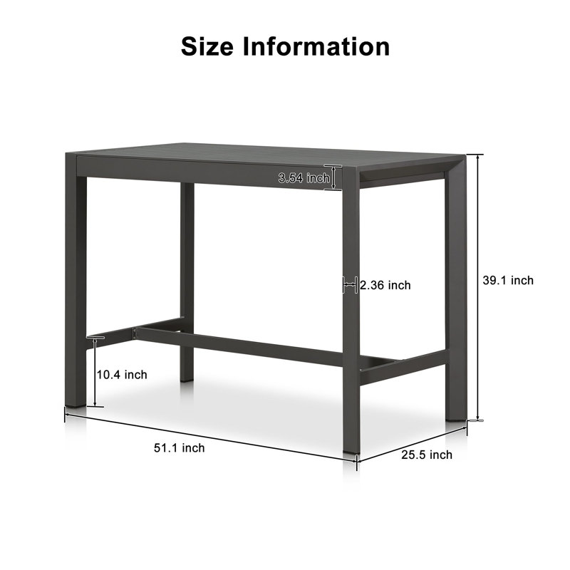 Rectangular Metal Bar Table, Gray