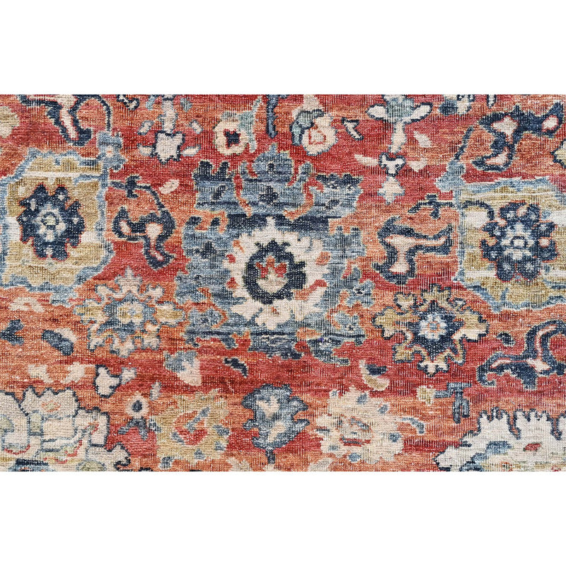 Hand Knotted Wool Area Rug in Rust, Rectangle 9' x 12'