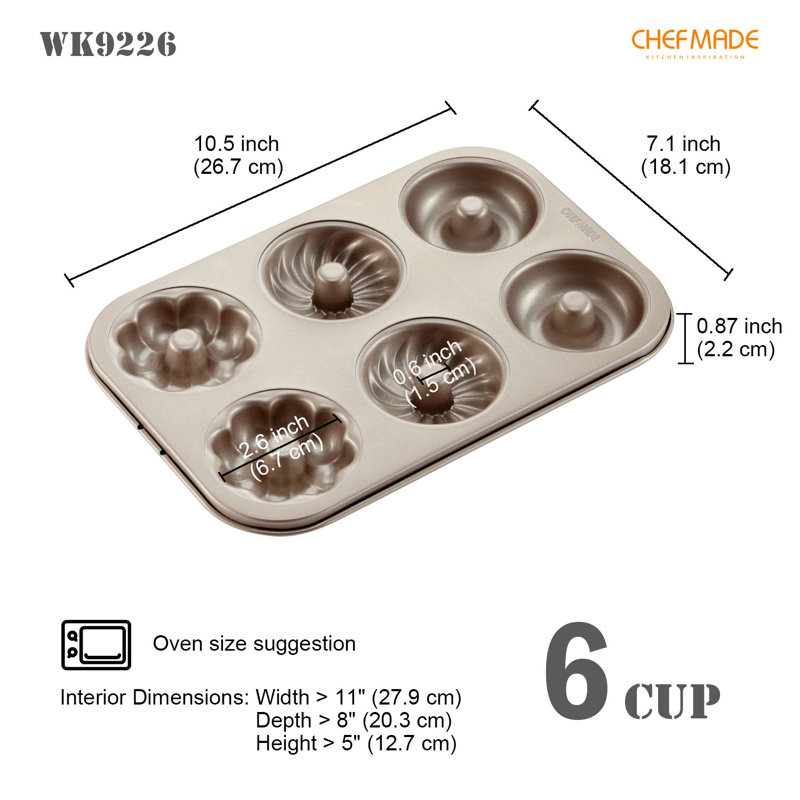 Chefmade 6 Cavity Donut Mold Cake Pan