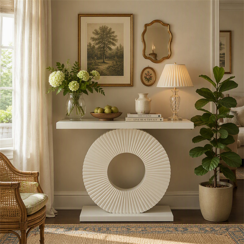 Canapé moderne en bois avec base géométrique, Blanc / Blanc, white, Blanc