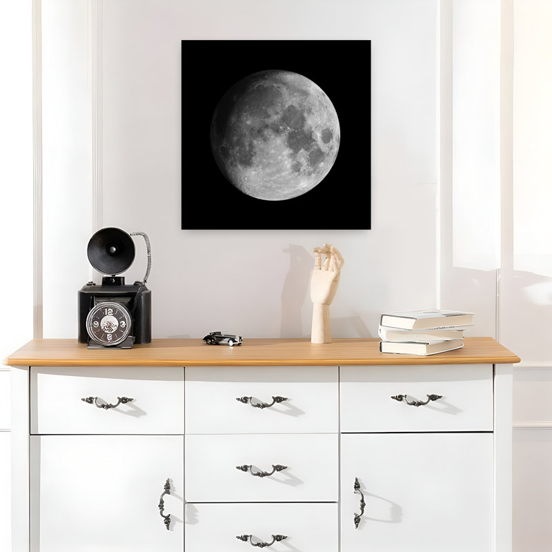 Lune, paysage abstrait contemporain, art mural, H 18" x l 18"