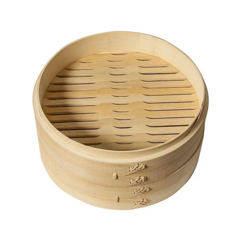 Paniers à vapeur à 2 niveaux en bambou avec couvercle (10 po)