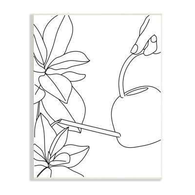 Arrosoir et fleurs printanières - Dessin