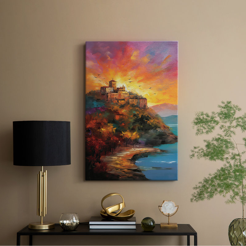 Paysages série CCLIV - Toile tendue avec châssis de qualité supérieure - Prêt à être accroché, H 18 po x l 12 po