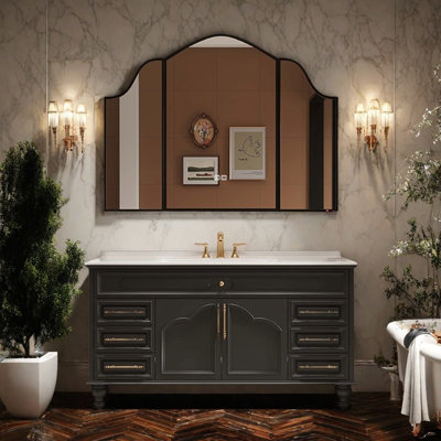 French retro light luxury bathroom cabinet