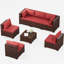 Ensemble de conversation modulaire en rotin 7 pièces avec coussins Bhairavi-645841932