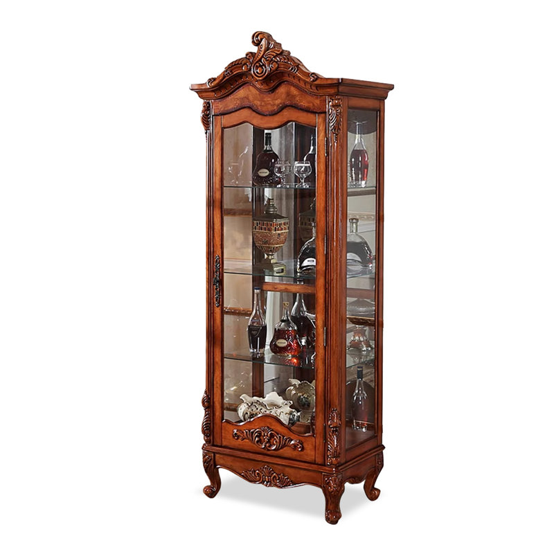 Maroon Solid Wood+Glass Display Cases