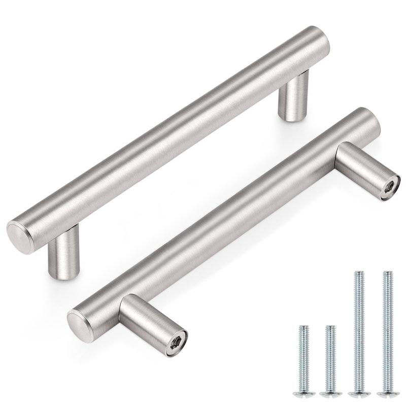 Poignées d'armoire en acier inoxydable nickel brossé de 3-3 / 4 po (96 mm) de centre à centre Probrico, 3 3/4", Argent