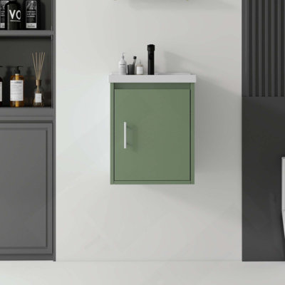 Meuble-lavabo flottant 16 po avec lavabo, porte à fermeture en douceur, lavabo en céramique, contreplaqué