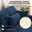 Canapé modulable 2 places en velours avec assise profonde, 2 poufs amovibles, coussins de dossier et traversins, bleu-497492769